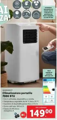 Lidl Climatizzatore portatile 7000 BTU offerta
