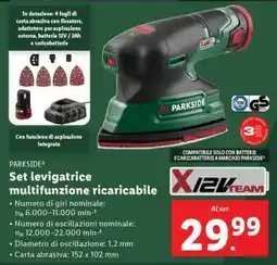Lidl PARKSIDE Set levigatrice multifunzione ricaricabile offerta