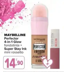 Iperal MAYBELLINE Perfector 4-in-1 Glow fondotinta + Super Stay Ink mini rossetto offerta