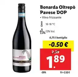 Lidl Bonarda Oltrepò Pavese DOP offerta