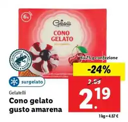 Lidl Gelatelli Cono gelato gusto amarena offerta