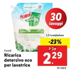 Lidl Formil Ricarica detersivo eco per lavatrice offerta