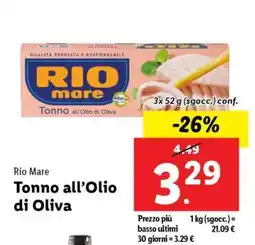 Lidl Rio Mare Tonno all’olio di oliva offerta