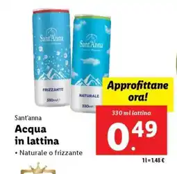 Lidl Sant'anna Acqua in lattina offerta