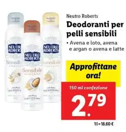Lidl Neutro Roberts Deodoranti per pelli sensibili offerta