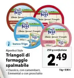 Lidl Alpenfest Style Triangoli di formaggio spalmabile offerta