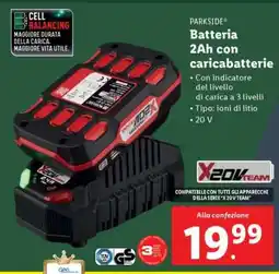 Lidl PARKSIDE Batteria 2Ah con caricabatterie offerta