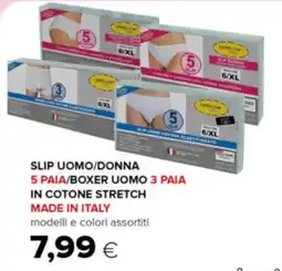 Oasi Slip uomo/donna 5 paia/boxer uomo 3 paia in cotone stretch made in italy offerta