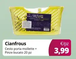 Acqua & Sapone Cianfrous Cesto porta mollette + Pinze bucato offerta