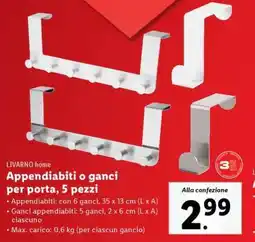 Lidl Appendiabiti o ganci per porta, 5 pezzi offerta