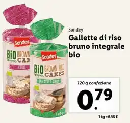 Lidl Sondey Gallette di riso bruno integrale bio offerta