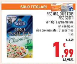 Conad RISO ORO, COUS COUS RISO SCOTTI offerta