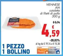 Conad VIENNESE AIA cotoletta di filetti di pollo 300 g offerta