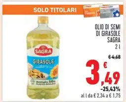 Conad Olio di Semi di Girasole Sagra offerta