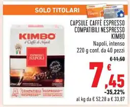 Conad Capsule Caffè Espresso Compatibili Nespresso Kimbo offerta