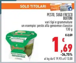 Conad Pesto, Sugo Fresco Buitoni offerta