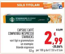 Conad CAPSULE CAFFÈ COMPATIBILI NESPRESSO STARBUCKS offerta