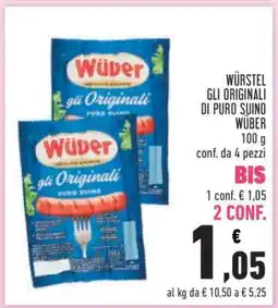 Conad WÜRSTEL GLI ORIGINALI DI PURO SUINO WÜBER offerta