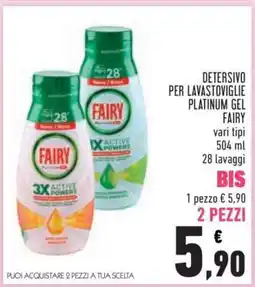Conad Detersivo per Lavastoviglie Platinum Gel Fairy offerta