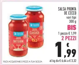 Conad Salsa Pronta De Cecco offerta