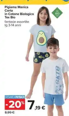 Carrefour Pigiama Manica Corta in Cotone Biologico Tex Bio offerta