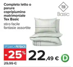 Carrefour Completo letto o parure copripiumino matrimoniale Tex Basic offerta
