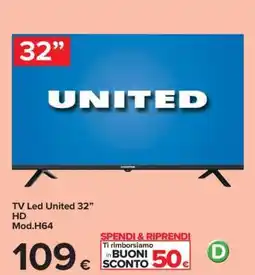 Carrefour TV Led United 32” offerta