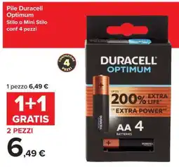 Carrefour Pile Duracell Optimum offerta