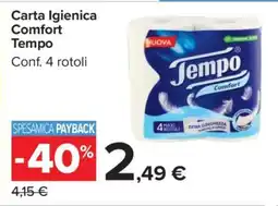 Carrefour CARTA IGIENICA COMFORT TEMPO offerta