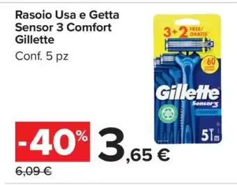 Carrefour Rasoio Usa e Getta Sensor 3 Comfort Gillette offerta