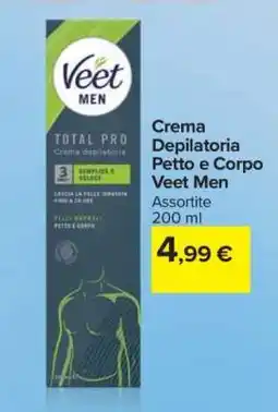 Carrefour Crema Depilatoria Petto e Corpo Veet Men offerta