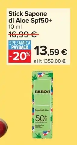 Carrefour Stick Sapone di Aloe Spf50+ offerta