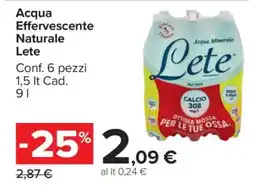 Carrefour ACQUA EFFERVESCENTE NATURALE LETE offerta