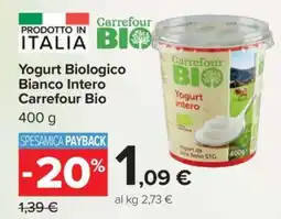 Carrefour Yogurt Biologico Bianco Intero Carrefour Bio offerta