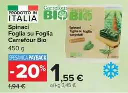 Carrefour Spinaci Foglia su Foglia Carrefour Bio offerta