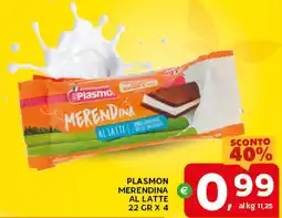 Extra Supermercati Plasmon merendina al latte offerta