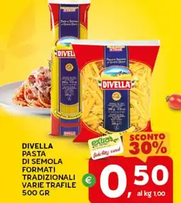 Extra Supermercati Divella pasta di semola formati tradizionali varie trafile offerta