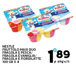 Extra Supermercati Nestlè fruttolo maxi duo fragola e pesca/ fragola evaniglia/ fragola e fiordilatte offerta