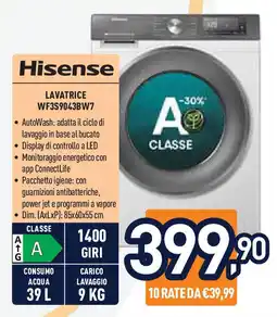 Unieuro Hisense LAVATRICE WF3S9043BW7 offerta