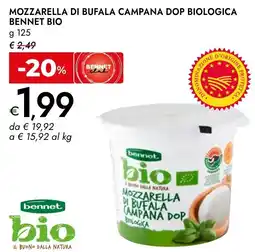 Bennet Mozzarella di bufala campana dop biologica BENNET BIO offerta