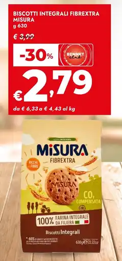 Bennet Biscotti integrali fibrextra MISURA offerta