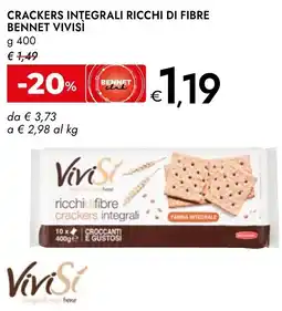 Bennet Crackers integrali ricchi di fibre BENNET VIVISÌ offerta
