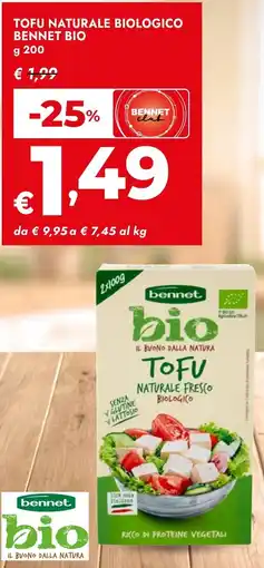 Bennet Tofu naturale biologico BENNET BIO offerta