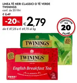 Bennet Linea tè neri classici o tè verde TWININGS offerta