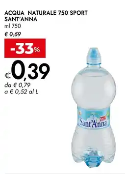 Bennet Acqua naturale 750 sport SANT'ANNA offerta