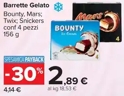 Carrefour Barrette Gelato Bounty, Mars Twix offerta