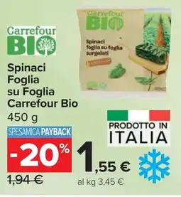 Carrefour Market Spinaci Foglia su Foglia Carrefour Bio offerta