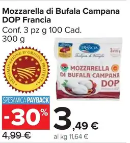 Carrefour Market Mozzarella di Bufala Campana DOP Francia offerta