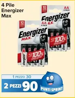 Carrefour Market 4 Pile Energizer Max offerta