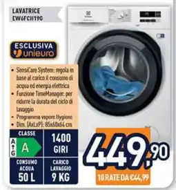 Unieuro LAVATRICE EW6FCH19G offerta